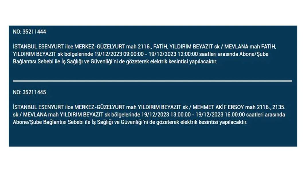 İstanbul'un bu ilçelerinde yaşayanlar dikkat: Elektrik kesintisi için hazır olun 19